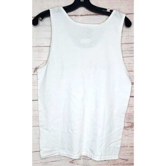 Beach Simple Cotton Blend Made In America Small White Tank Top - Picture 5 of 9